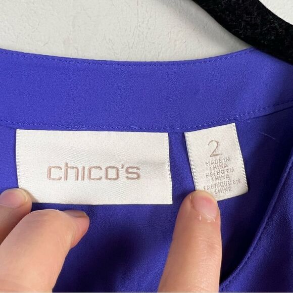 Chico’s purple dolman sleeve chiffon popover flowy blouse - Picture 8 of 10